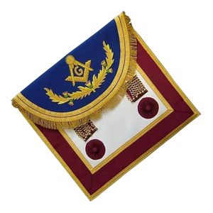 Tablier de broderie fait à la main du maître maçon du rite écossais bleu marron avec tablier maçonnique de vigne - Product Image 3