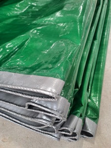 Lona de PE plateada de color verde oscuro 200gsm Tela de estilo liso impermeable multiusos súper fuerte y de larga duración - Product Image 3