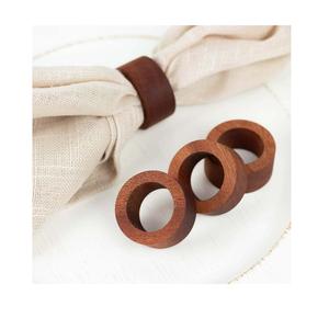 Anillos para Servilletas Ecológicos de Madera Oscura con Cinta Negra a Rayas, Estilo Moderno, Personalizables, para Decoración de Bodas - Product Image 3