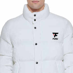 OEM Men's Winter Jacket Fashionable <b>100</b>% Polyester Woolen <b>Fabric</b> New Design Washed Quilted Jacket Bubble Zipper for Outdoor - Product Image 3