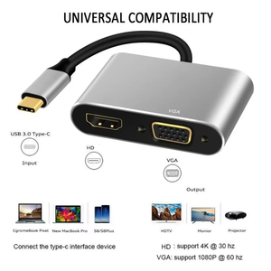 Adaptateur USB C Type C compatible <span class=keywords><strong>HDMI</strong></span> 4K VGA Convertisseur audio vidéo USB3.1 pour Samsung pour <span class=keywords><strong>Galaxy</strong></span> S10/S9/<span class=keywords><strong>S8</strong></span> pour projecteur Huawei - Product Image 4