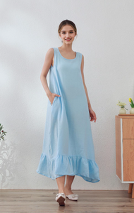 Moda 2025 nuevos diseños de punto acanalado sin mangas elegante cuello redondo mujeres Maxi Sexy mujeres Casual mejor diseño vestidos únicos - Product Image 3