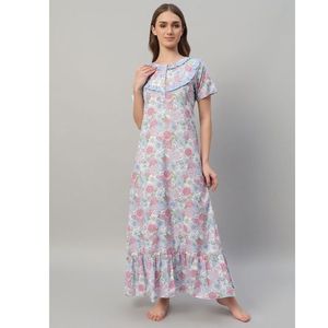 Camisón de Algodón para Mujer con Estampado Floral - Product Image 1