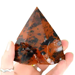 Grosir kristal Obsidian mahoni alami Titik kasar dipoles Semi mulia batu energi tajam penyembuhan Reiki untuk dekorasi