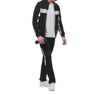 Chándal deportivo para hombre de Color sólido negro de alta calidad, chándal impermeable en blanco ligero cortavientos, conjunto de chándal - Product Image 4
