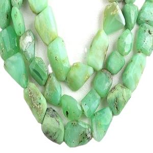 Hermosas cuentas de pepitas verdes facetadas de piedras preciosas de crisoprasa Natural de grado AAA de 14 \ "para la fabricación de joyas - Product Image 1