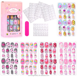 120 <span class=keywords><strong>faux</strong></span> ongles pour enfants, ongles artificiels pré-collés, <span class=keywords><strong>faux</strong></span> ongles en acrylique à presser pour filles, enfants, tout-petits - Product Image 4