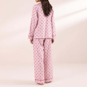 Ensemble de pyjama sexy deux pièces pour femmes, décontracté, taille élastique, jersey 100% coton, confortable, vêtements de nuit bleu marine - Product Image 6