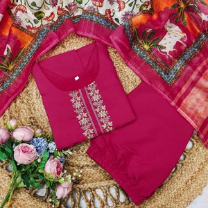 Kurti & pent สุดพิเศษแบบดั้งเดิมงานปักด้วยมือที่ซับซ้อนความยาวเข่าสีสดใสแฟนซี - Product Image 3