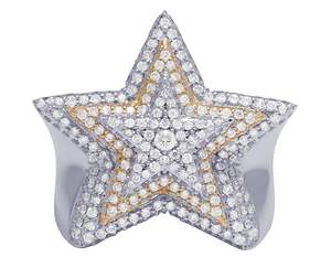 S925 <b>Silver</b> High Quality Fully Iced Out Hip Hop VVS Moissanite Round Iced Out Diamond <b>Men</b> Gift Star Shape <b>Ring</b> - Product Image 2