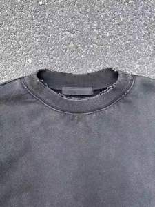 Hip Hop Distressed Crew Neck Cropped Sweatshirts Logo personnalisé Poids moyen Coton Vintage Washed Streatwear Sweat pour hommes - Product Image 6