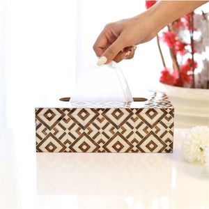 Boîte de support de papier de soie en bois MDF de style classique imprimée en or avec finition brillante pour la maison ou le bureau - Product Image 3