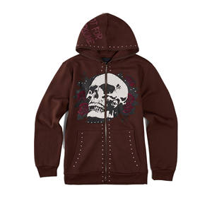 Vente en gros de sweats à capuche vieillis personnalisés vêtements de rue surdimensionnés avec strass délavés à l'acide sweats à capuche en denim d'hiver avec fermeture éclair au visage - Product Image 4