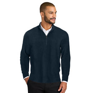 <b>Men's</b> Quarter Zip <b>Sweater</b> Slim Fit Casual Pullover Mock <b>Sweaters</b> Quarter Zip Jumper Navy - Product Image 4