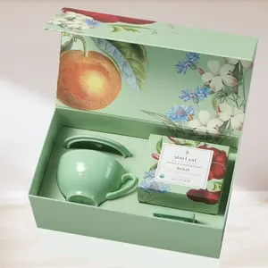 Cajas personnalisés de l'alta calidad para tazas y platillos con tapa abatible de lujo y cierre magnetico, hechas de