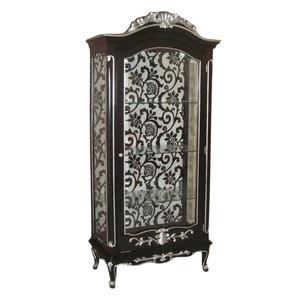 Vitrine provinciale française avec intérieur rembourré en tissu baroque Vitrine de reproduction antique en bois massif pour hôtel - Product Image 6