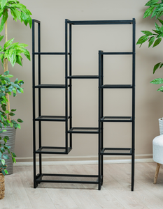 Modern Black <b>Metal</b> Etagere <b>Shelf</b> <b>Unit</b> 12 Tier Modular Bookcase Freestanding Living Room Furniture Minimalist Design - Product Image 3
