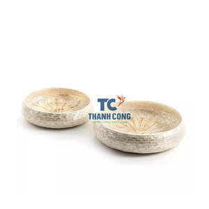 Plateau de service rond en nacre incrustée de chocolat de haute qualité, serpillière en coquillage et Eid Mubarak - Product Image 1