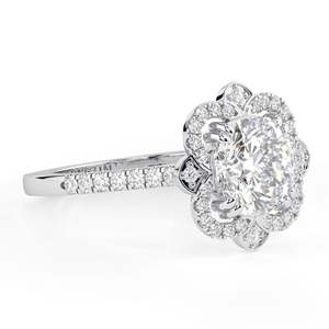 2,00 CTVintage Style Art Deco Halo Designer Anillo de compromiso, Anillo de aniversario con corte de cojín, Conjunto de catedral Anillo de bodas - Product Image 3