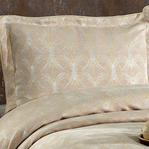 Guzide Podyum Gold 4-Piece Customized Classic Luxury Home <b>Bedspread</b> <b>Set</b> 100% Chenille Organic Woven Striped Washable Anti-Dust - Product Image 2