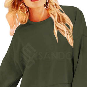 Dernier style de sweat-shirt court pour femmes de couleur unie Vente en gros Sweat-shirt court pour femmes personnalisé - Product Image 5