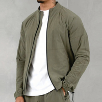 Blouson d'aviateur 85% polyamide 15% élasthanne olive entièrement personnalisé avec poignets zippés graphite pour hommes blouson d'aviateur tissé utilitaire pour hommes