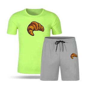 Conjunto de 2 piezas de ropa deportiva con LOGO personalizado para hombre, chándal de gimnasio, camiseta de retazos y pantalones cortos, venta al por mayor, verano 2022 - Product Image 5