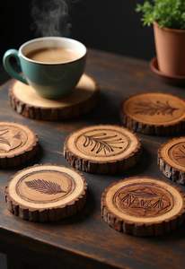 Posavasos de madera de Estilo Vintage para bebidas frías y calientes Superficie protectora para uso a largo plazo Diseño clásico - Product Image 6