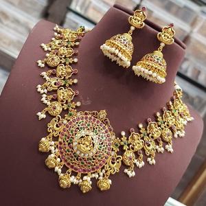 ชุดสร้อยคอโทนสีทองพร้อมต่างหูสำหรับผู้หญิงสำหรับงานแต่งงานดีไซน์พิเศษพรีเมียมของโปแลนด์ระดับพรีเมียมแบบดั้งเดิม - Product Image 1