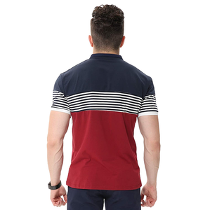 Polo décontracté personnalisé à la mode, couleur unie rayée, vente en gros et à bas prix - Product Image 3