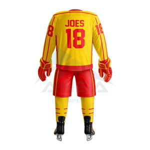 ออกแบบชุดยูนิฟอร์มฮอกกี้น้ำแข็งตามสั่ง ออกแบบโลโก้และหมายเลขของคุณเอง ผ้าโพลีเอสเตอร์ 100% คุณภาพสูง กันลม เป็นมิตรกับสิ่งแวดล้อม ชุดเสื้อและกางเกงขาสั้น - Product Image 6