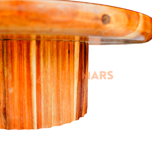 Support à gâteau en bambou d'acacia Ustensiles de cuisine en bois de manguier de couleur naturelle avec forme décorative Serveur à dessert de style fermier - Product Image 1