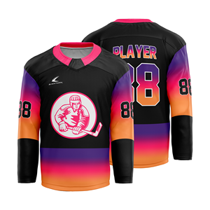 Jersey de hockey sobre hielo para adultos jóvenes al por mayor, MOQ bajo, Diseña tu propio uniforme de hockey sobre hielo hecho a medida con pantalones de concha - Product Image 1