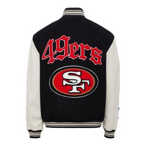แจ็คเก็ตขนสัตว์49ERS & Leather VARSITY ซานฟรานซิสโก Black & White - Product Image 2