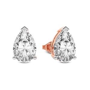 Boucles d'oreilles clous en diamant de laboratoire taille poire goutte d'eau 1 carat total, couleur F-G, clarté VS, trois griffes, or 14K, ajustement minimaliste sécurisé - Product Image 2