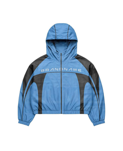 Windbreaker Tracksuit 2 Piece <b>Trouser</b> and Hood Jacket 100% Nylon DTF Logo Reflective Lines Panels Work Windbreaker Tracksuit - Product Image 2