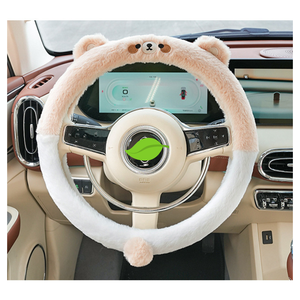 Cute Cartoon Panda Universal 38cm Furry Plush Car <span class=keywords><strong>Volante</strong></span> Cover para mujeres y niñas - Product Image 4