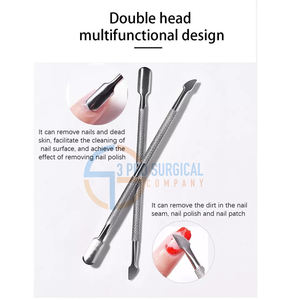 3 pousse-cuticules professionnels en acier inoxydable de haute qualité Pince à ongles double face pour le soin des ongles Pierre en métal - Product Image 5