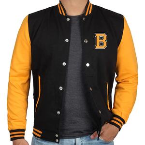 Vestes d'hiver pour hommes Varsity Bomber Rouge Noir et Jaune Brodé Baseball Letterman Stand Collar Front Logo - Product Image 4