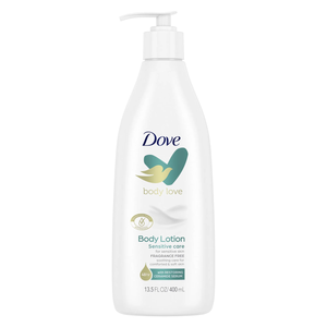 (2 packs) Lotion pour le corps Dove Body Love Sensitive Care, adoucissante, non grasse, pour peaux sèches, sans parfum, 13,5 oz - Product Image 1
