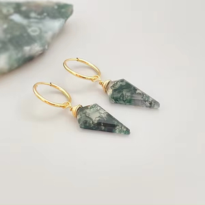 Indian Jewelry Wedding Gift Women's Green Moss Agate 925 <b>Solid</b> Sterling <b>Silver</b> Dangle <b>Earrings</b> for Wedding Gift Fine Jewelry - Product Image 4