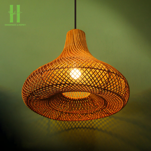 Rattan <b>Bamboo</b> Lampshade Modern Indoor Eco-Friendly Wholesale Pendant <b>Light</b> Hotel Decoration Handicraft Custom Shape Vietnam - Product Image 3