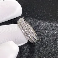 Anillo de Boda Tishya con Diamante Moissanite de 2 Quilates, Corte Brillante, Estilo Hip Hop, Chapado en Oro Rosa, Plata 925