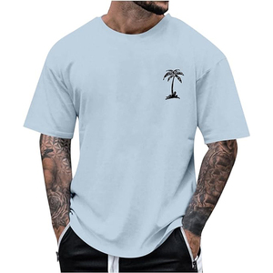 Camiseta de manga corta en blanco informal personalizada de peso pesado de alta calidad de gran tamaño 100% algodón Vintage lavado con ácido camisetas para hombre - Product Image 2