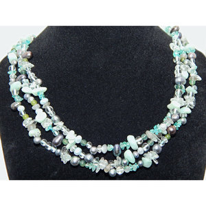 Splendida collana di perline in argento Sterling 925 Design Tristrand esemplare - Product Image 2