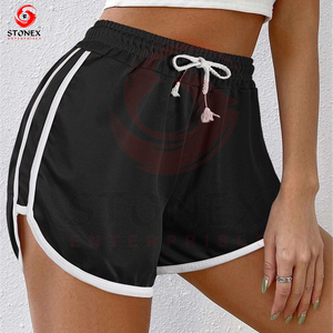 Shorts d'été pour femmes avec impression personnalisée bande de taille élastique motif chaud toile en gros - Product Image 3