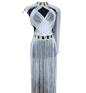 Vêtements de festival en coton tissés à la main Bustier Crop Top Robe de plage en macramé pour femmes - Product Image 1