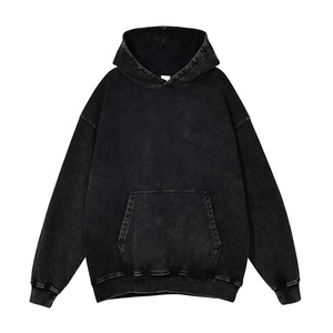 Sudadera con capucha de gran tamaño Vintage personalizada para hombres lavado con ácido 100% algodón French Terry Streetwear Puff Technique desgastado - Product Image 5