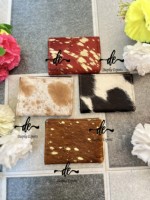 Dompet kartu ATM kulit sapi asli, dompet genggam gaya Barat Unisex, dompet koin