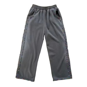 Chándales con capucha para hombre, de peso pesado, con pedrería bordada, efecto descolorido por el sol, estilo urbano, diseño personalizado, moderno, transpirable, lavado ácido - Product Image 2